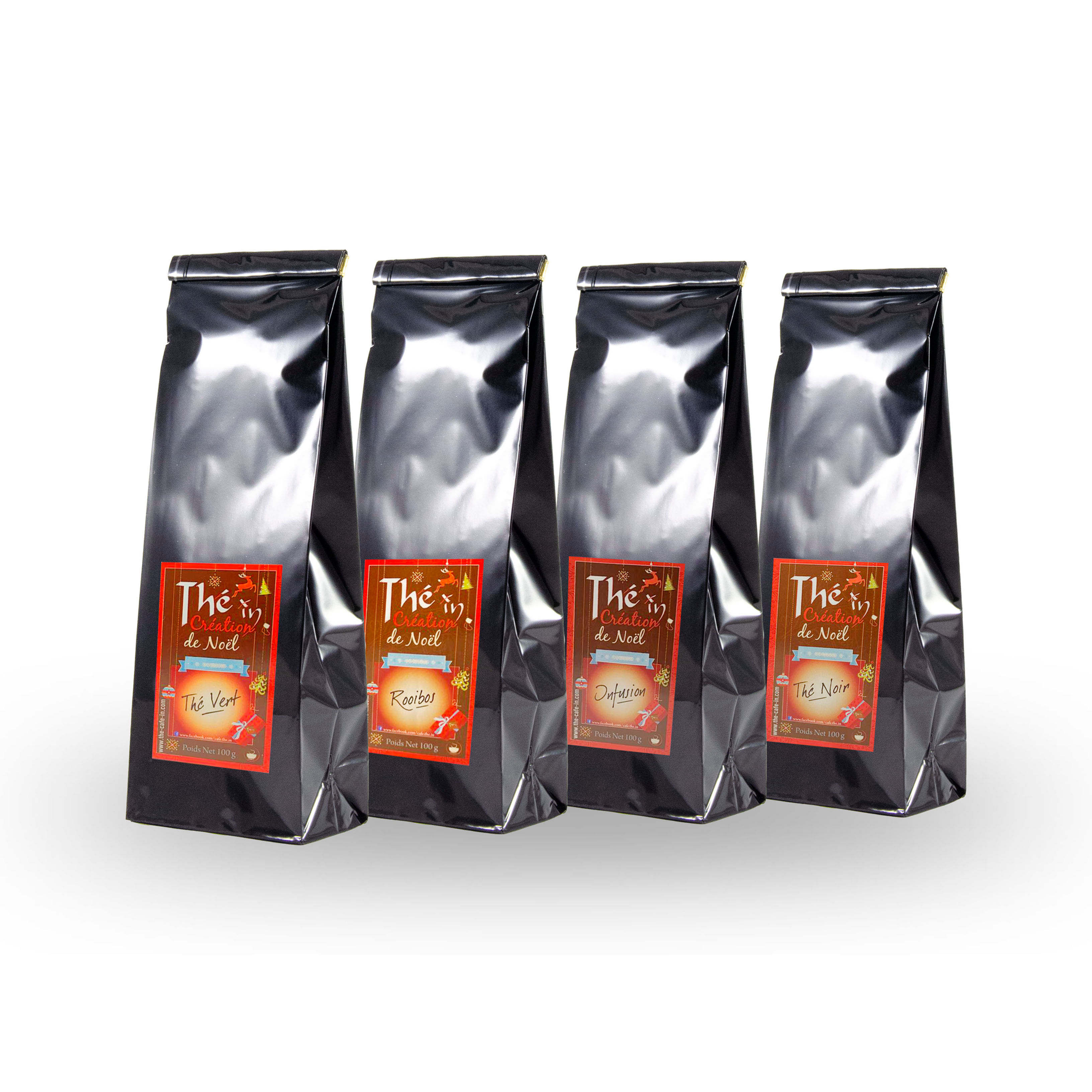 Lot de Noël - 4 pack - Thé Vert, Noir, Rooibos & Infusion