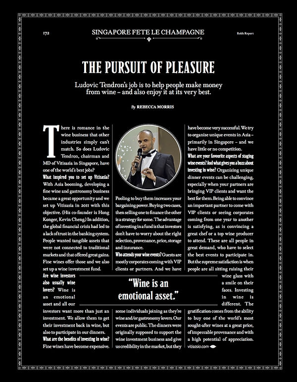 Ludovic Tendron, Vitisasia, Wine Investment