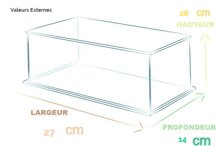 Vitrine sur Mesure NEYEN Dimensions externes 27 L x 14 P x 28 H en cm
