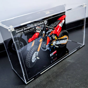 Vitrine en Plexiglas avec base noire pour la moto LEGO® Technic Ducati Desmo450 MX Factory 42238