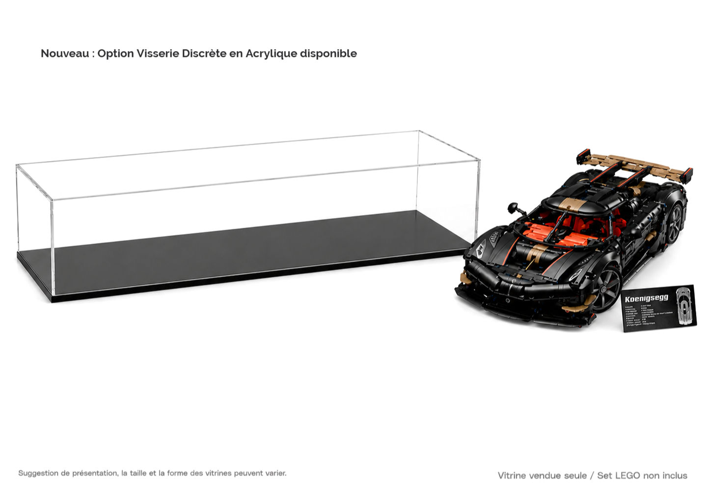 Vitrine Plexiglas pour LEGO® TECHNIC 42232 Koenigsegg Sadair's Spear (non incl)