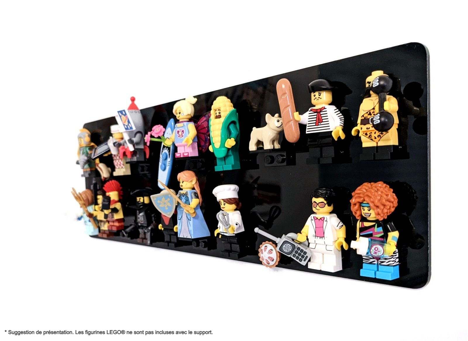 X 24 FIGS | Support mural Plexiglas® LEGO® x 24 MINIFIGS
