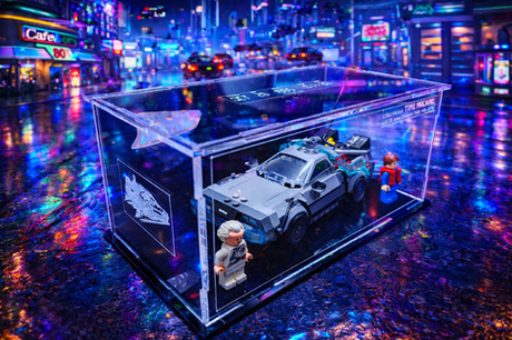 EXCLUSIVE | Vitrine d'exposition Plexiglas pour LEGO® Speed Champions 77256 Delorean Time Machine