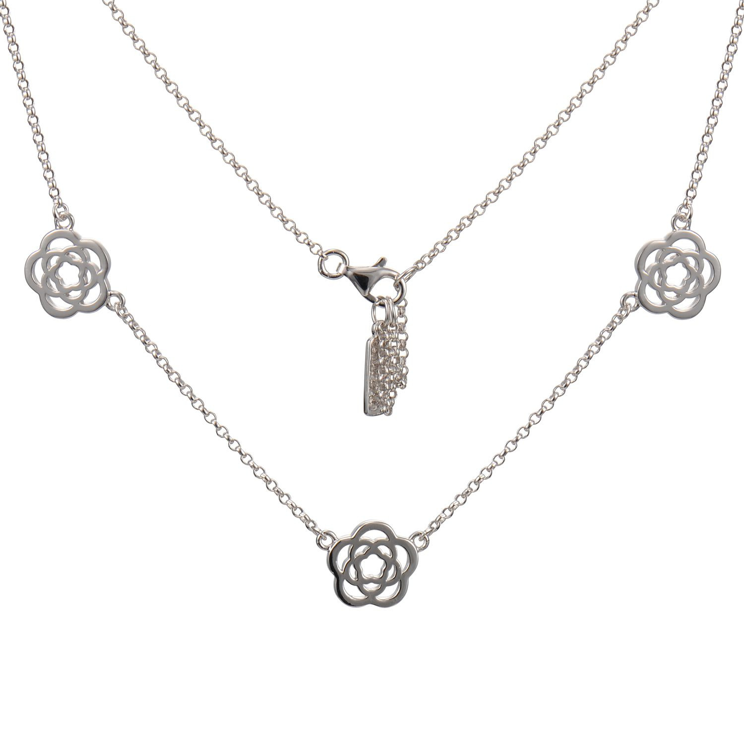 Sterling Silver Triple Medallion 16" Necklace
