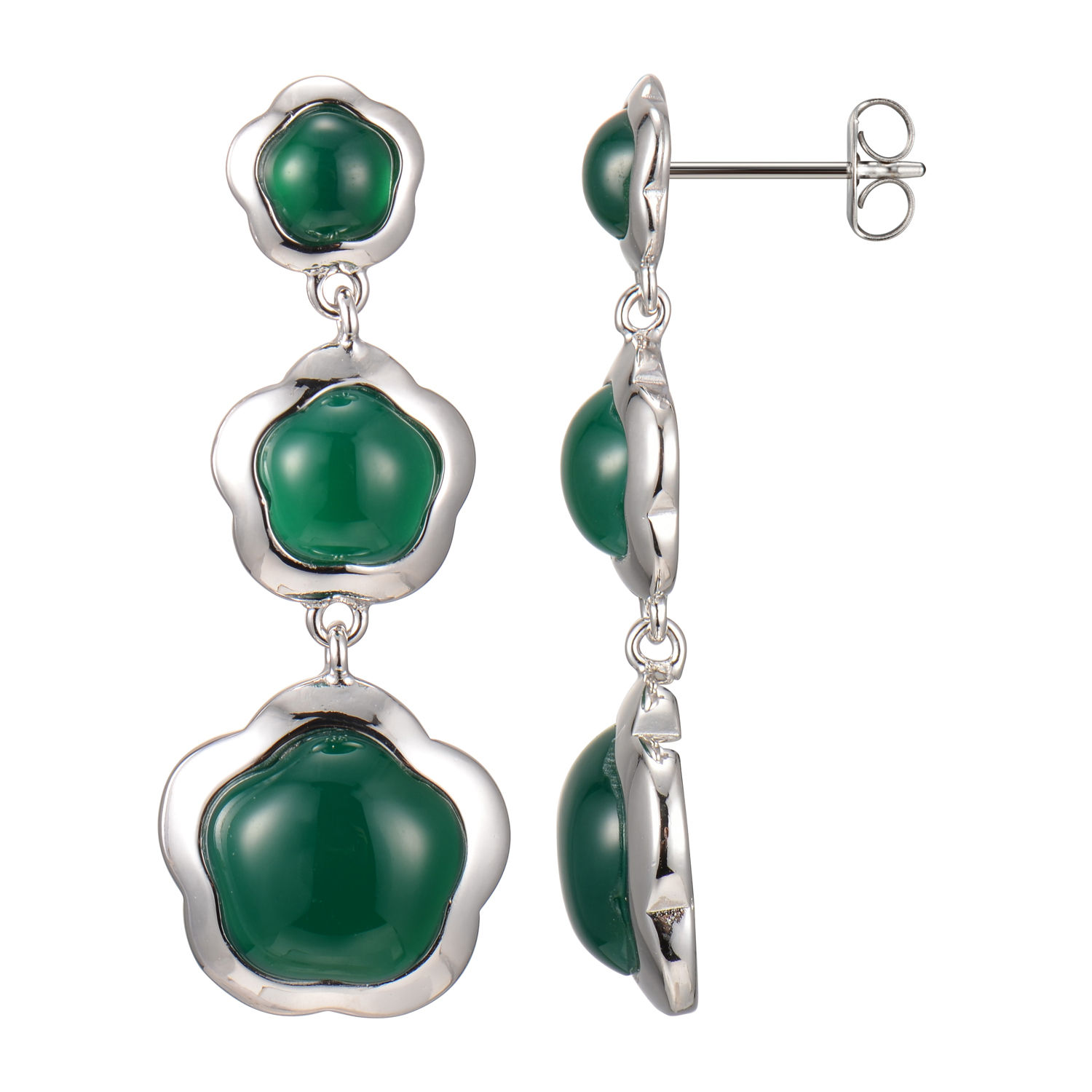 Sterling Silver 925 Triple Flower Earring