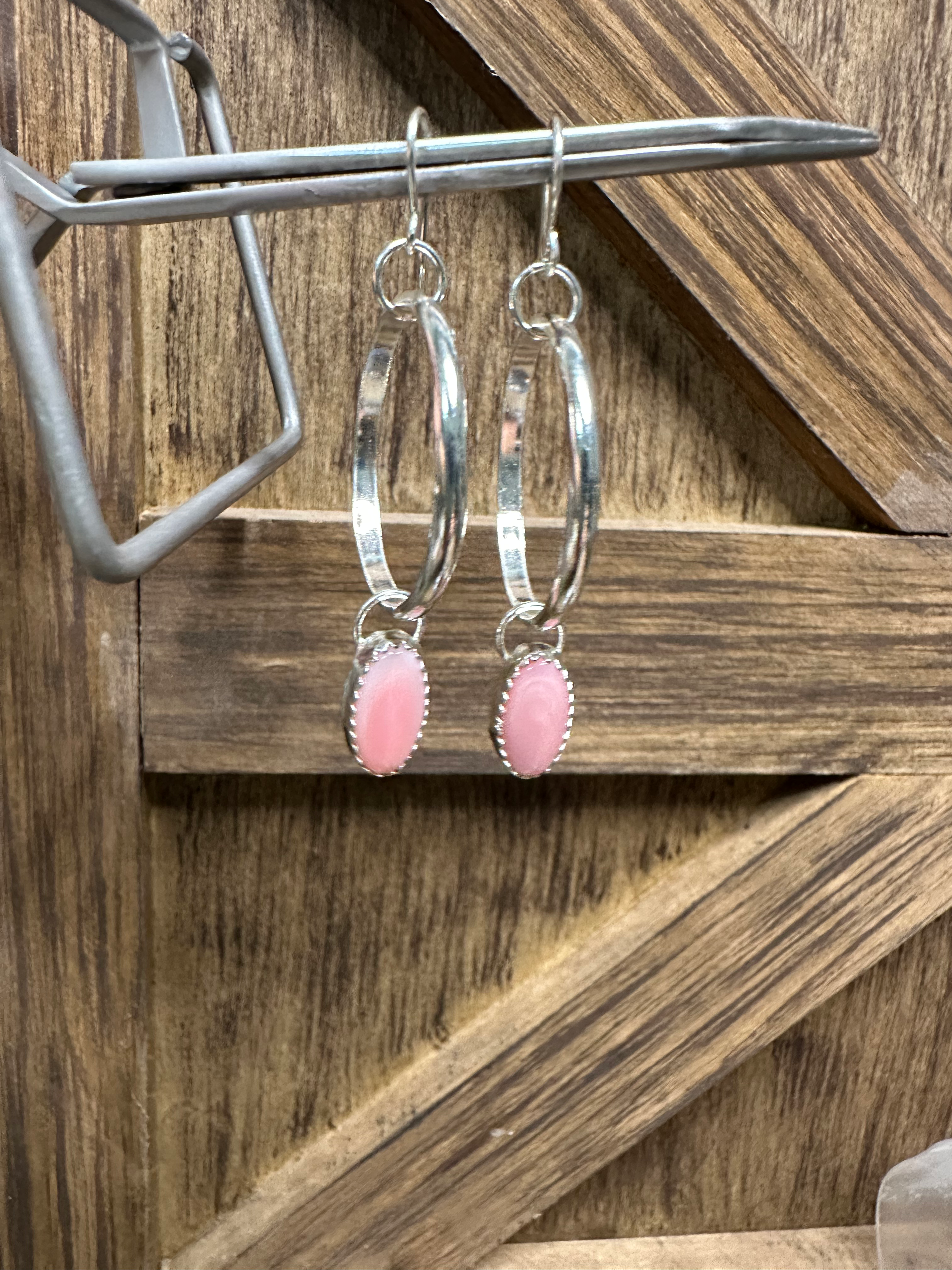 Pink conch dangle hoops