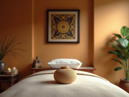 A tranquil depiction of a traditional Thai massage, illustrating ancient healing practices.