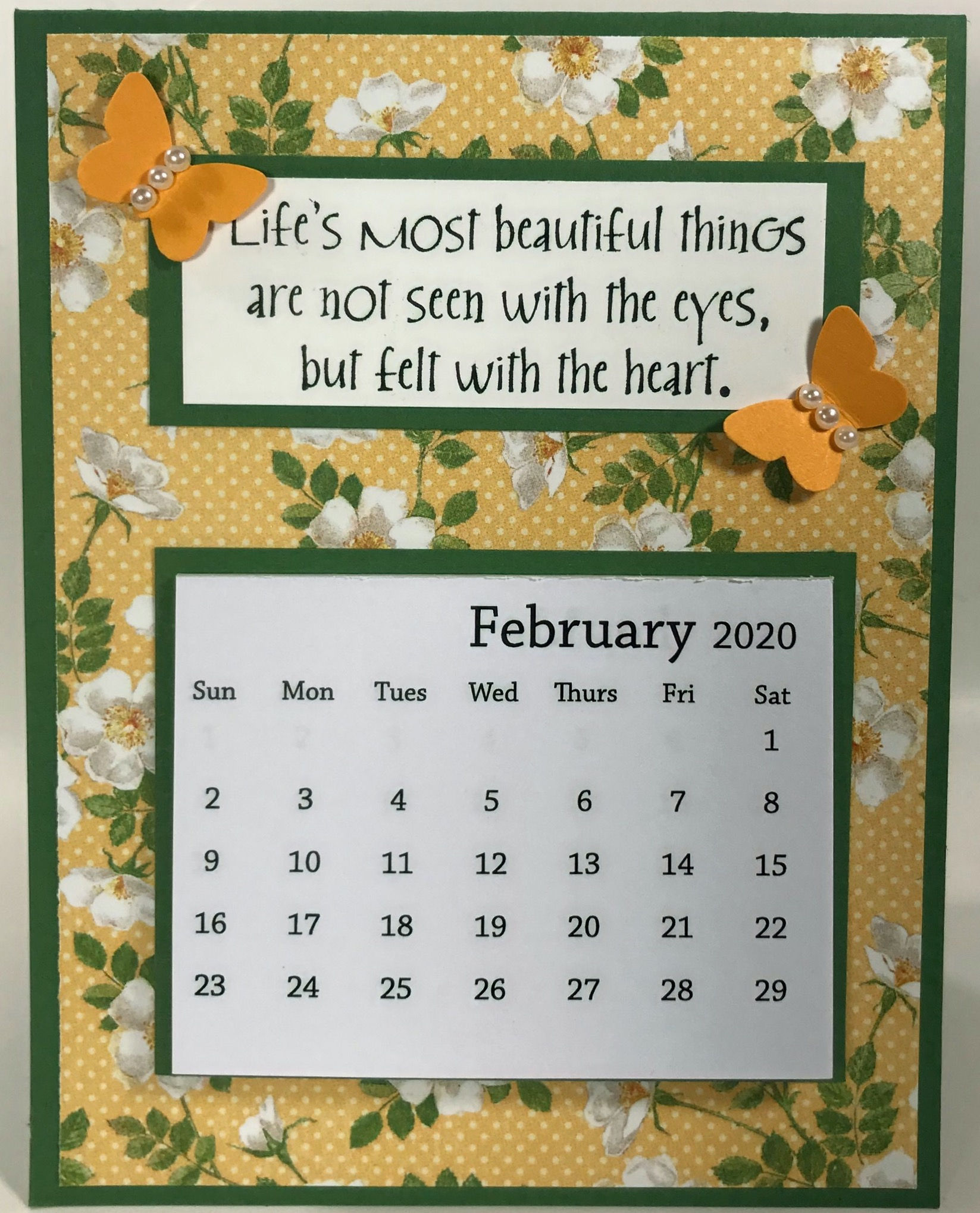 Calendar Yellow Butterfly