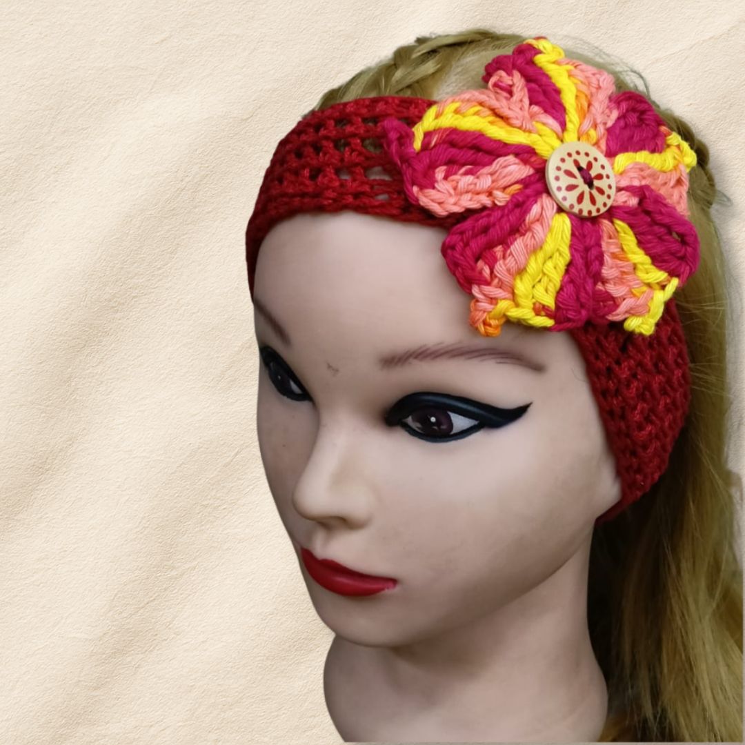 Crochet Hair Band with Flower