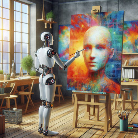 Imagem criada por IA retratando a IA na arte