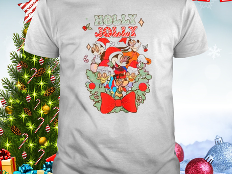 Disney mickey holly jolly Christmas wreath shirt
