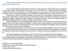 Încep lucrările în cadrul proiectului „De la mină la natură: Ecologizarea și reconversia carierei Teliucu Inferior într-un spațiu verde”