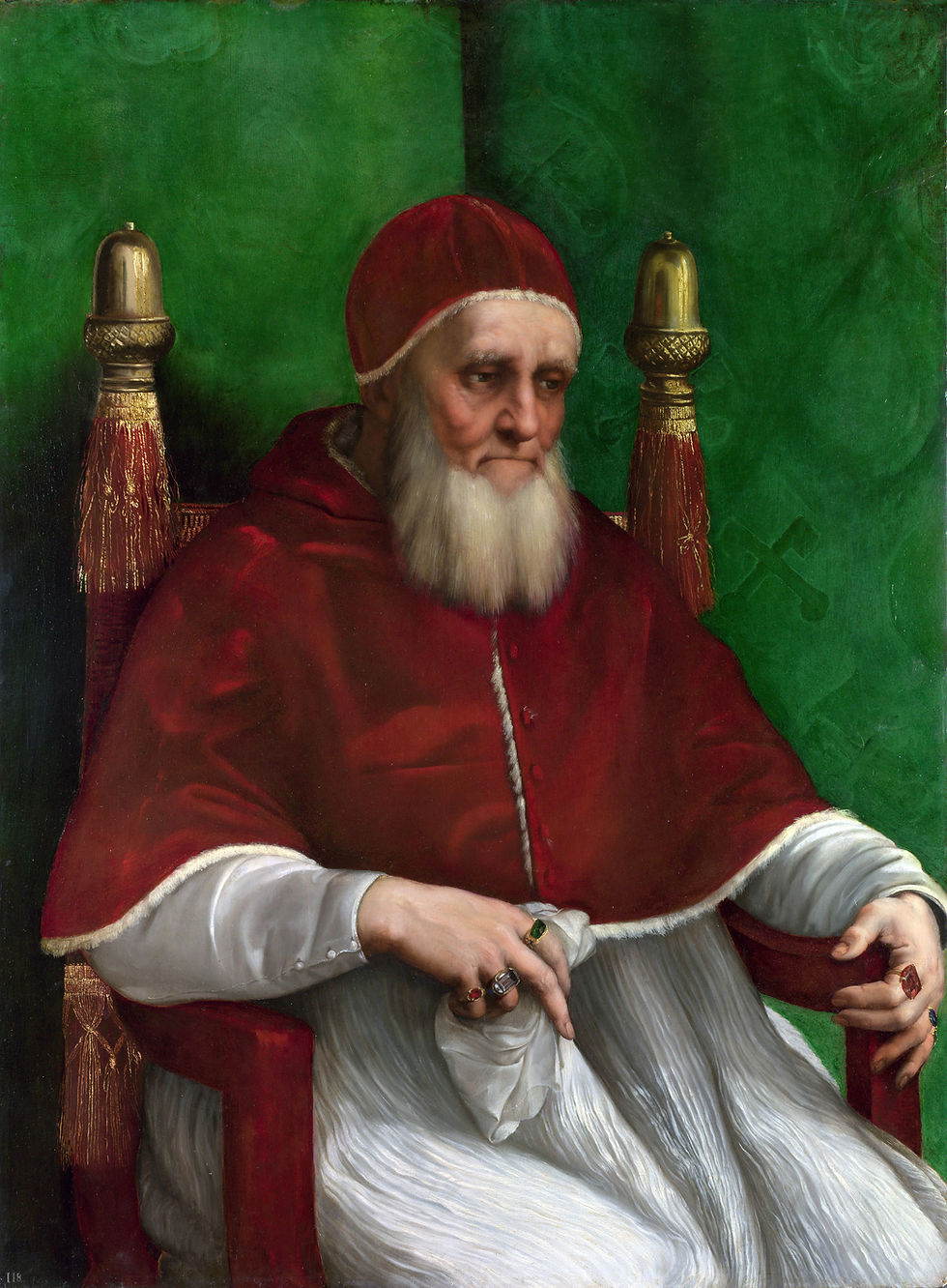 Fig 1. Raphael, Portrait of Pope Julius II, 1511. Wikimedia Commons: National Gallery. <https://commons.wikimedia.org/wiki/File:Pope_Julius_ II.jpg>.