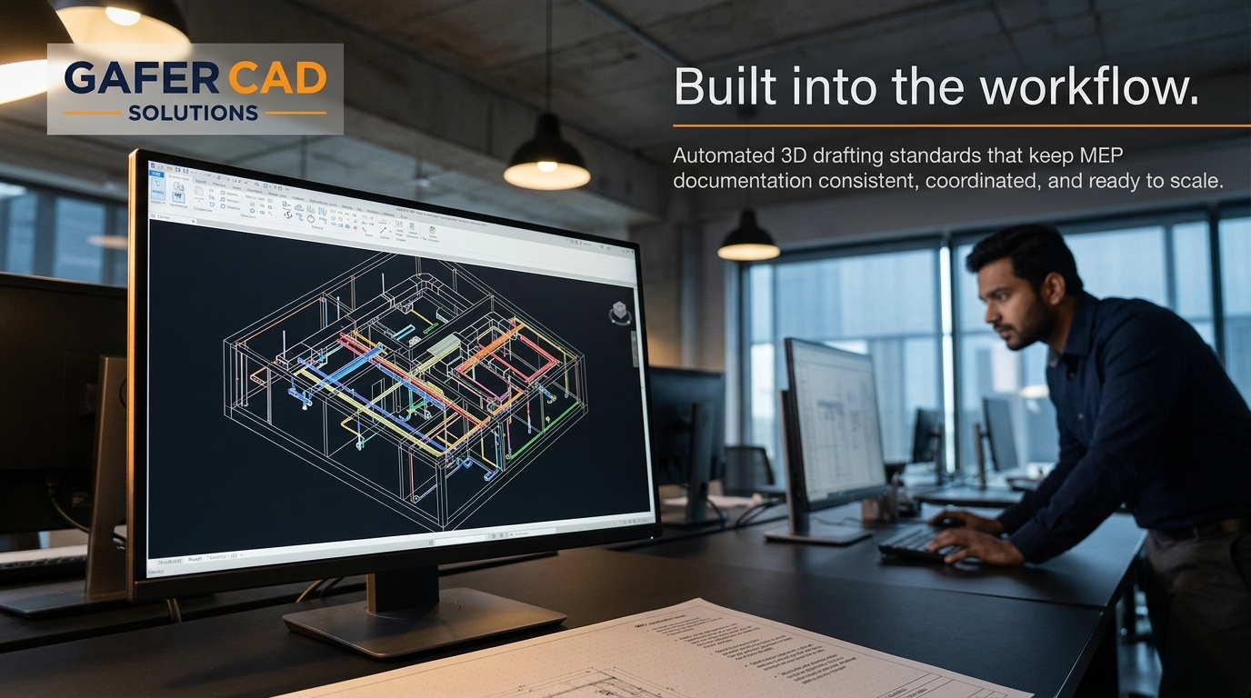 MEP Engineering, Standardised: Turn One‑Off Drafting Into Automated 3D Rules
