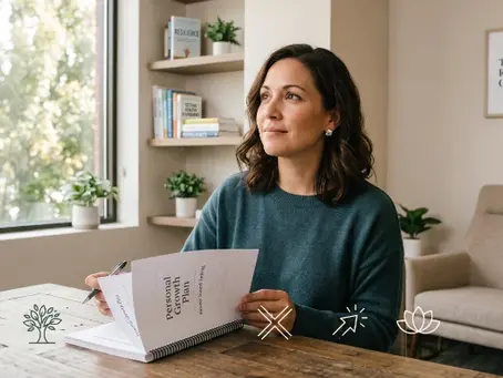 Trauma recovery coach supporting a woman through personal growth
