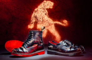 The image shows the Dr. Martens "Year of the Tiger" 1460 and 1461 boots.