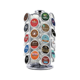 The image shows a rack of branded K-Cups.