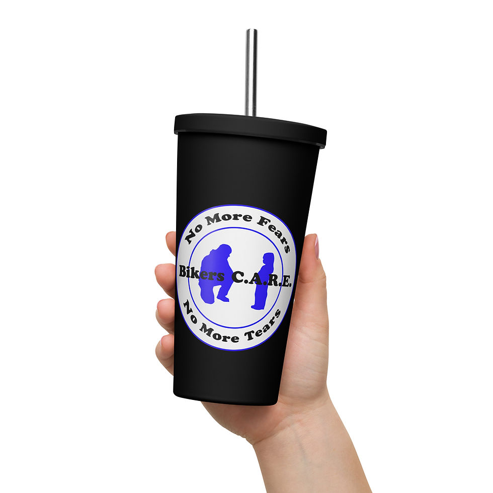 Thumbnail: Bikers C.A.R.E. Insulated tumbler with a straw