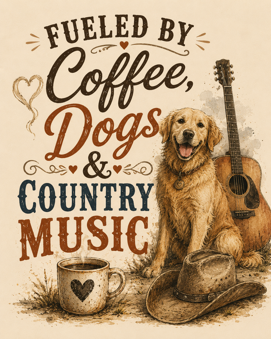 Coffee, Dogs & Country Music Tee
