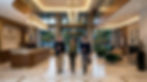 Luxury residential lobby render populated with AI-generated people, showing how lifelike figures improve scale, atmosphere, and real estate marketing appeal.