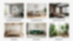 AI interior design generator style gallery showing minimalist, Scandinavian, industrial, Japandi, Art Deco, and biophilic interiors.
