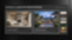 Interior and landscape design proposal board showing a living room render, AI-generated terrace landscape concept, and matching material palette.
