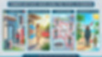 Illustrated guide showing common mistakes when using PNG people in architectural renders, including wrong scale, mismatched lighting, repeated figures, and inappropriate clothing.