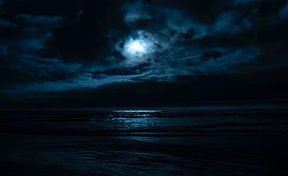 moon at night over sea