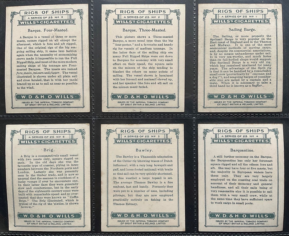 Thumbnail: Wills Rigs Of Ships Cigarette Cards