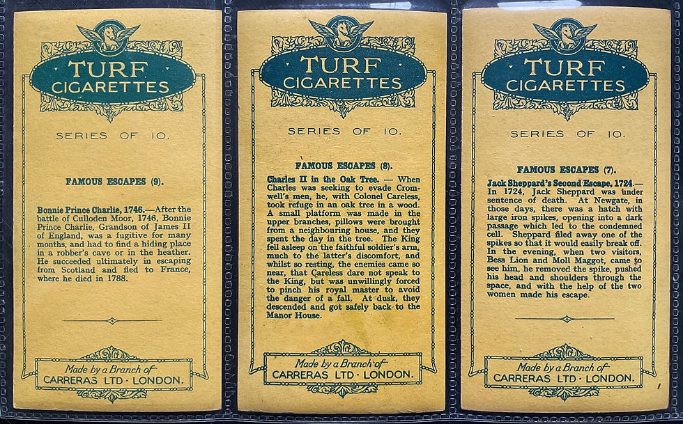 Thumbnail: Carreras Famous Escapes Cigarette Cards