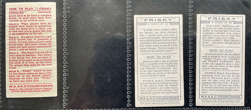 Thumbnail: Churchman Frisky With Instructions Cigarette Cards