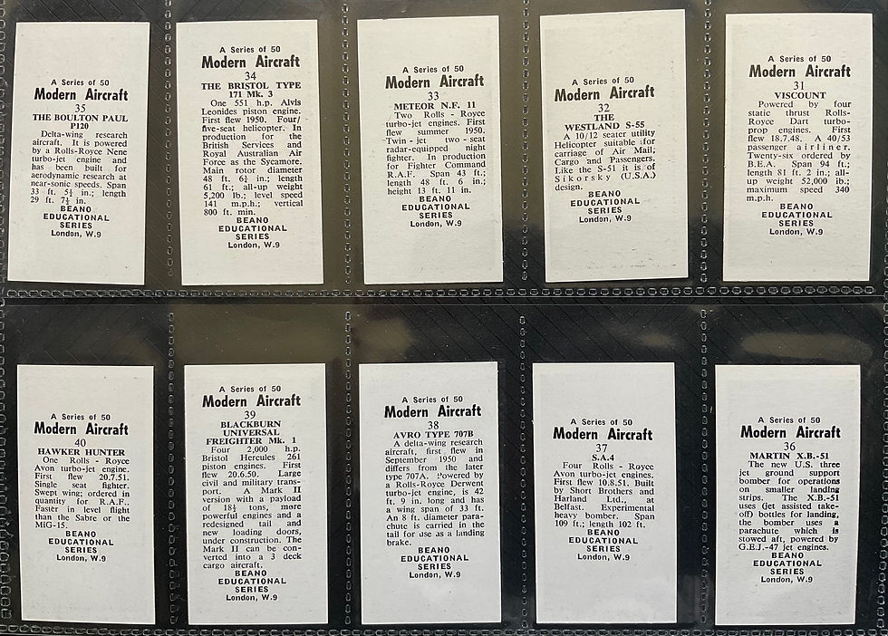 Thumbnail: Beano Modern Aircraft Beano Educational Series Trade Cards