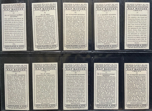 raf badges cigarette cards Players R.A.F. Badges No Motto Cigarette Cards
