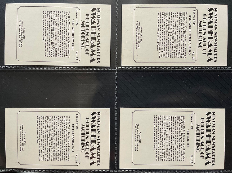 Thumbnail: Sharman Golden Age Of Motoring Cigar Cards