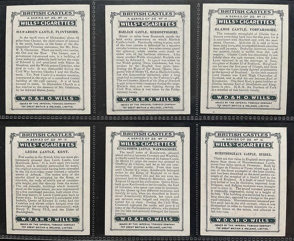 Thumbnail: Wills British Castles Cigarette Cards