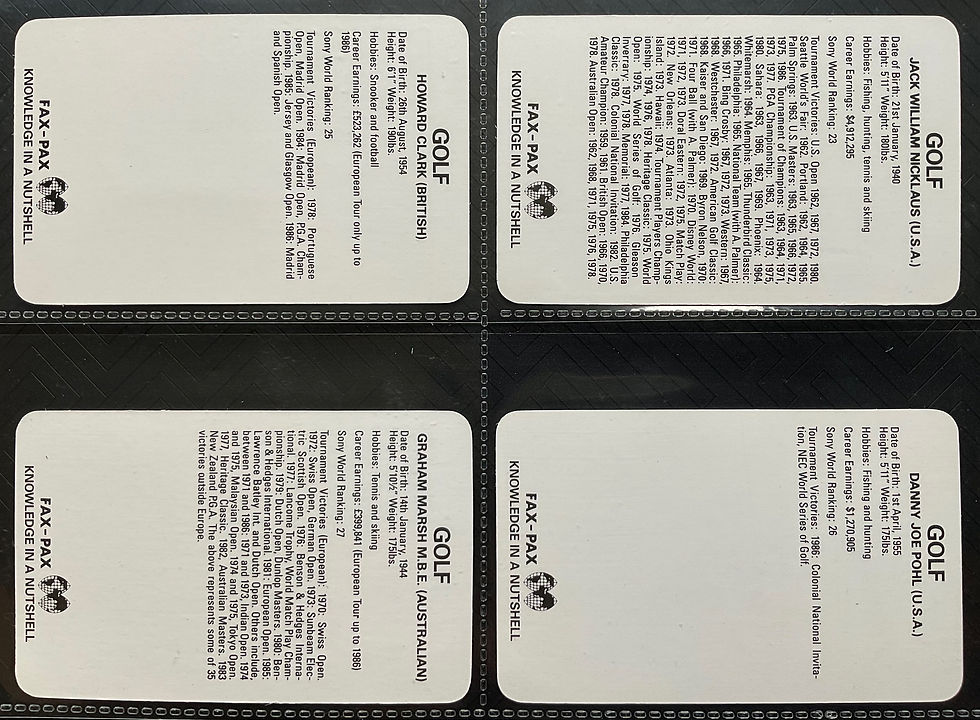 Thumbnail: Fax Pax Golf Trade Cards