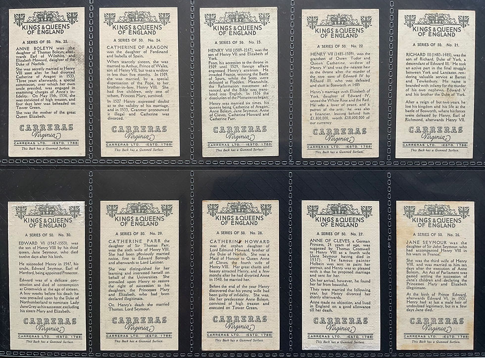 Thumbnail: Carreras Kings & Queens Of England Cigarette Cards