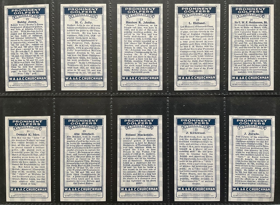 Thumbnail: Churchman Prominent Golfers Reproduction Cigarette Cards