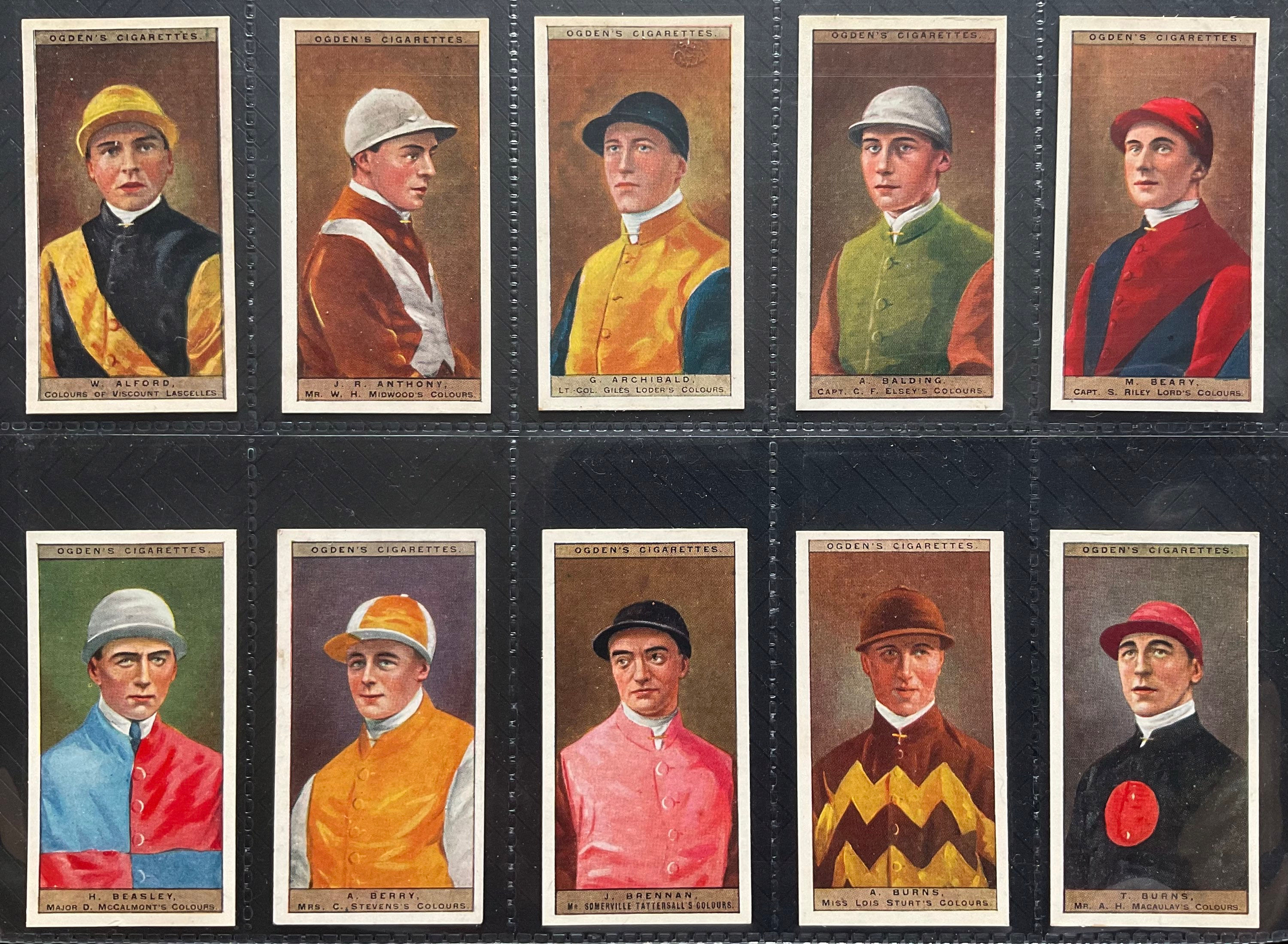 Ogdens Jockeys And Owners Colours Cigarette Cards