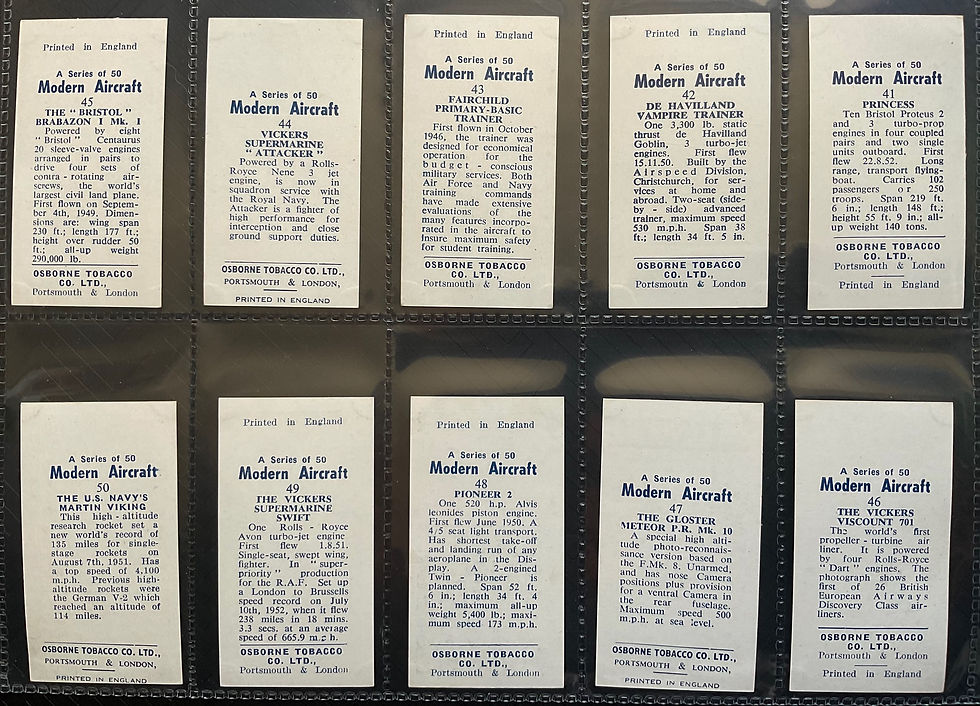 Thumbnail: Osborne Modern Aircraft Blue Front Cigarette Cards