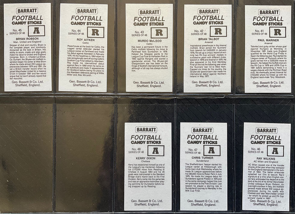 Thumbnail: Basset Barratt Division Football Candy Sticks 1985-1986 Confectionary Cards