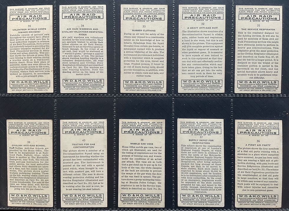 Thumbnail: Wills Air Raid Precautions Cigarette Cards