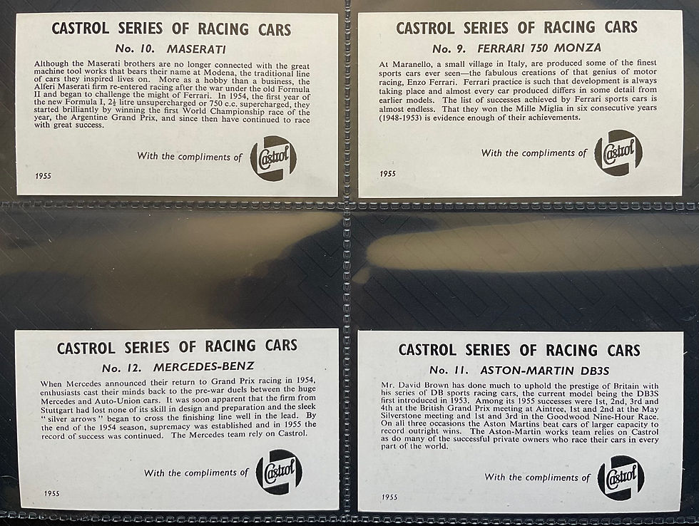 Thumbnail: Castrol Oil Racing Cars Trade Cards