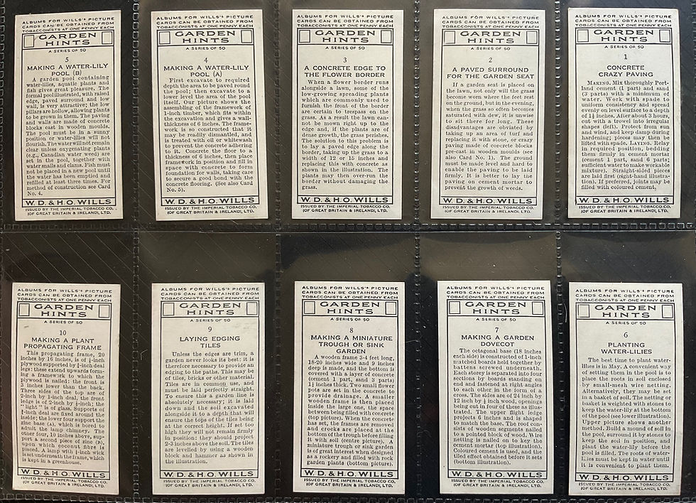 Thumbnail: Wills Garden Hints Cigarette Cards