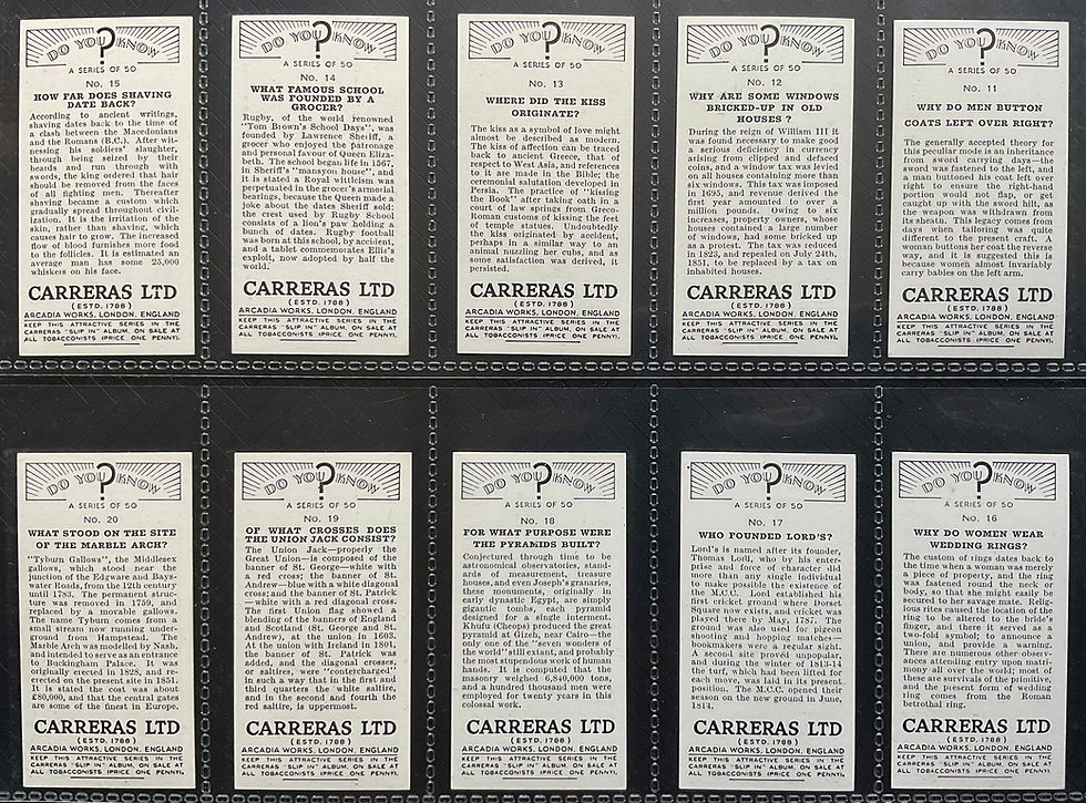 Thumbnail: Carreras Do You Know Cigarette Cards