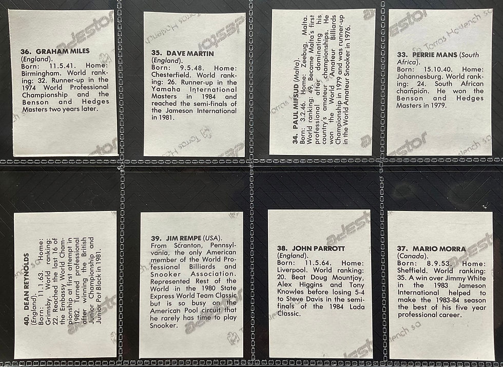 Thumbnail: Quadriga FKS Snooker Trade Cards