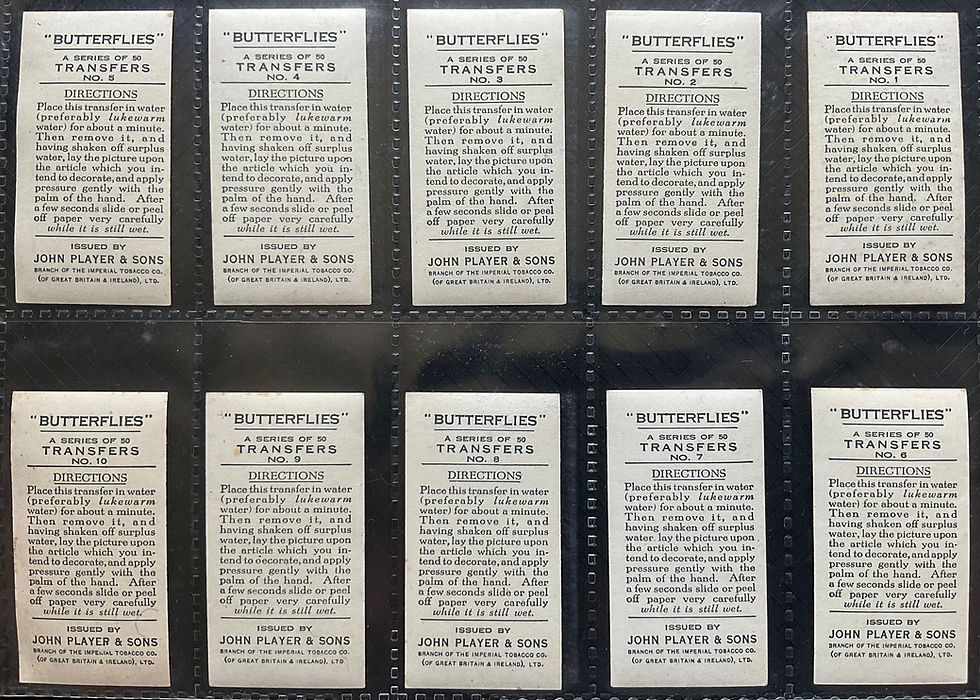 Thumbnail: Players Butterflies Transfers Cigarette Cards
