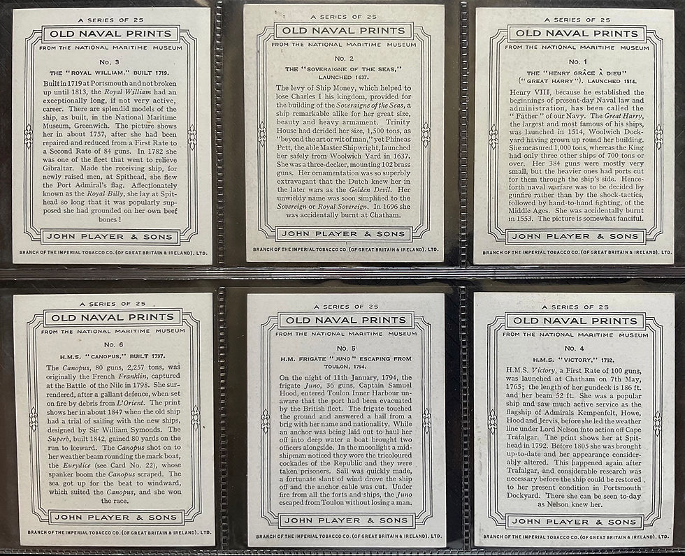 Thumbnail: Players Old Naval Prints Cigarette Cards