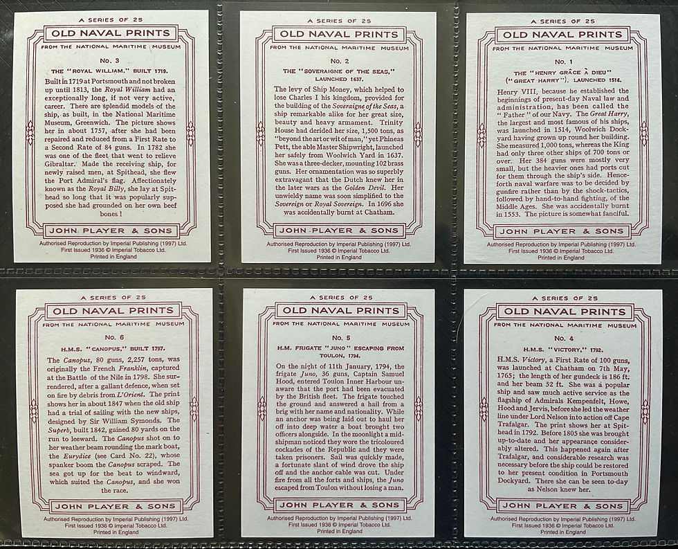 Thumbnail: Players Old Naval Prints Reproduction Cigarette Cards