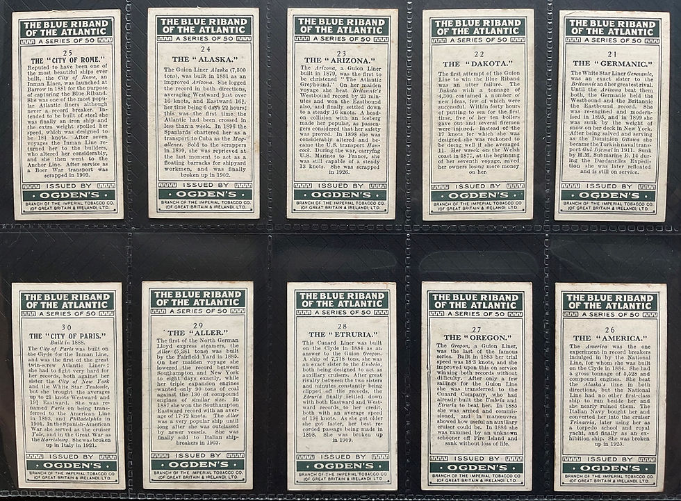 Thumbnail: Ogdens The Blue Riband Of The Atlantic Cigarette Cards